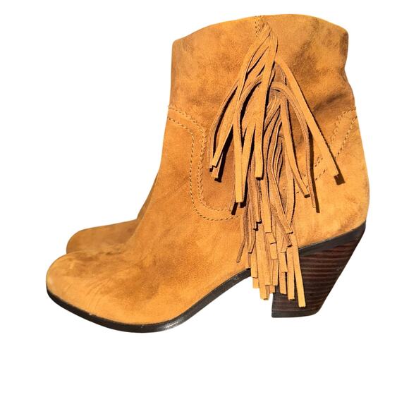Sam Edelman Louie Ankle Boots Women's Sz 9.5 M Brown Suede Fringe Ankle Zip NWOB - Picture 1 of 8